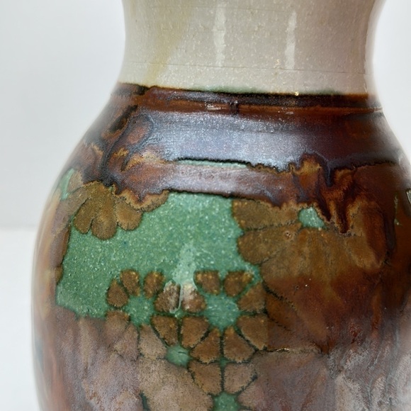 Vtg Apple Lane Studio Art Pottery Vase Abstract Floral Artist Bill Nagengast - Picture 3 of 12